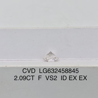Diamant de laboratoire certifié IGI de 2,09 carats F VS2 ID 2EX CVD 