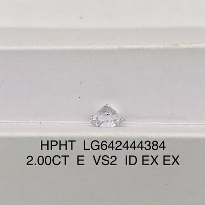 Diamant de laboratoire certifié IGI de 2,00 carats E VS2 ID 2EX HPHT 