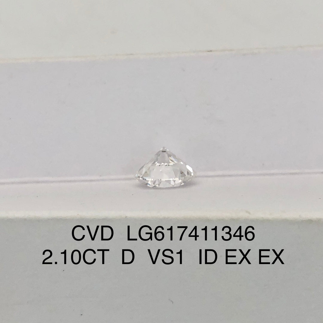 Diamant synthétique D VS1 ID 2EX CVD certifié IGI de 2,10 carats 