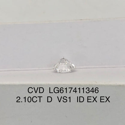 Diamant synthétique D VS1 ID 2EX CVD certifié IGI de 2,10 carats 