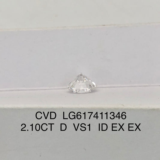 Diamant synthétique D VS1 ID 2EX CVD certifié IGI de 2,10 carats 
