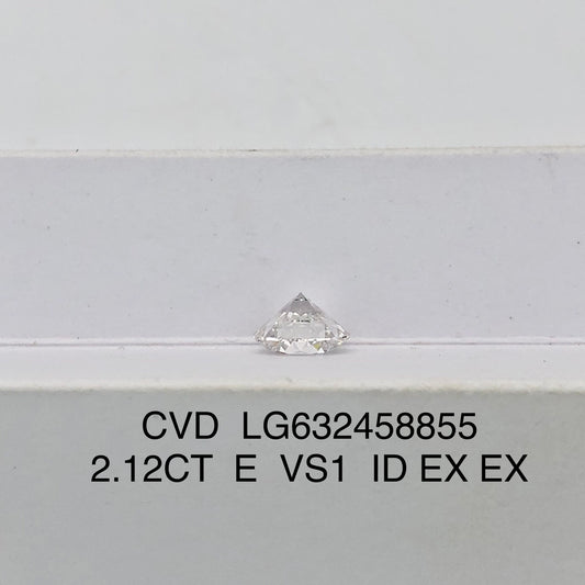 Diamant rond de 2,12 carats certifié IGI, créé en laboratoire, E VS1 ID 2EX CVD 