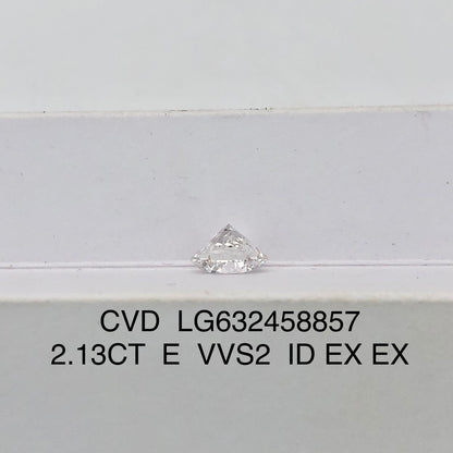 Diamant de laboratoire certifié IGI de 2,13 carats, forme ronde, certifié E VVS2 ID 2EX CVD 