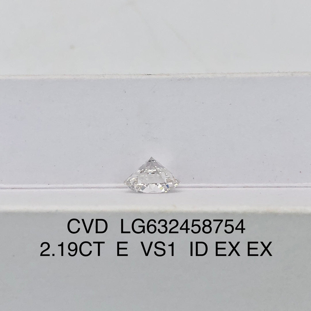 Diamant de laboratoire certifié IGI de 2,19 carats E VS1 ID 2EX CVD taille ronde 