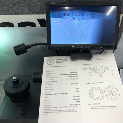 Diamant synthétique de 2,50 carats, certifié IGI, créé en laboratoire, F VS2 ID 2EX CVD 
