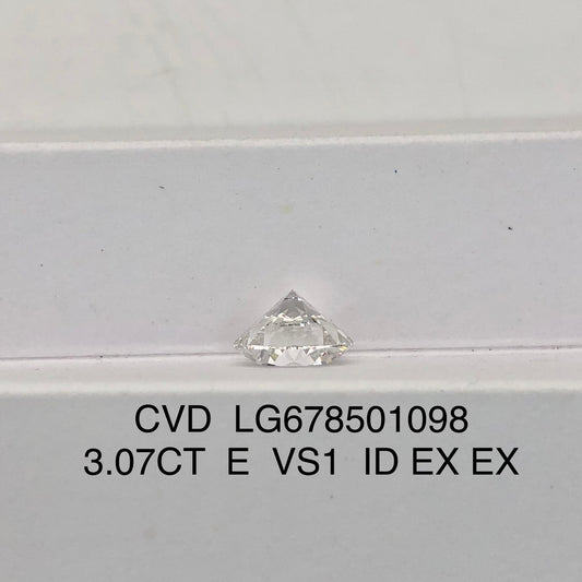 Diamant créé en laboratoire E de 3,07 carats VS1 IGI CVD AUCUN 3EX ID 