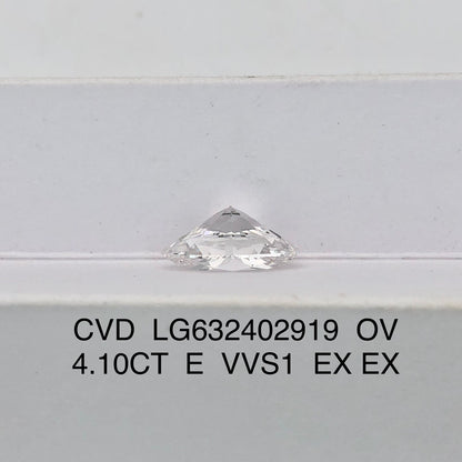 4.10 Carat Lab Grown Oval Diamond VVS1 IGI E CVD 2EX