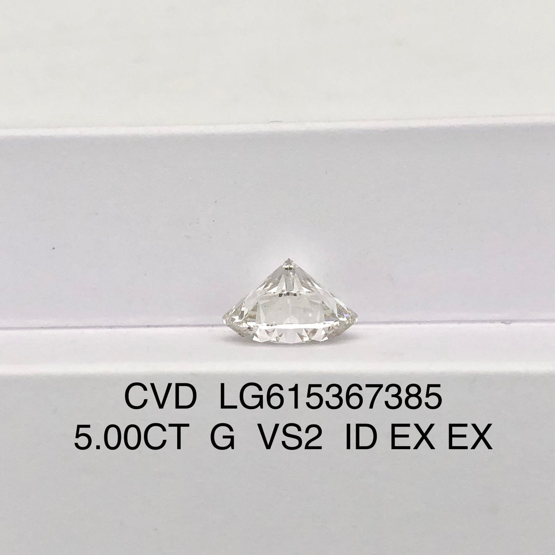 Diamant synthétique de 5,00 carats G VS2 ID EX EX IGI certifié CVD 
