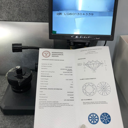 Diamant synthétique de 5,02 carats, certifié G, certifié IGI, CVD VS2 