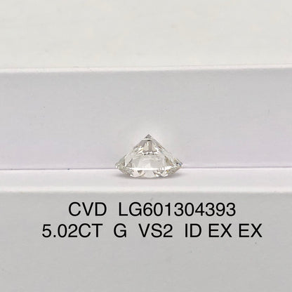 Diamant synthétique de 5,02 carats G VS2 ID EX EX IGI certifié CVD diamant rond synthétique 