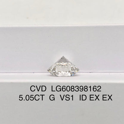 Diamant synthétique de 5,05 carats, certifié IGI, CVD VS1, excellent diamant synthétique 