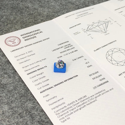 Diamant synthétique de 5,06 carats certifié IGI, taille G excellente, CVD VS2 