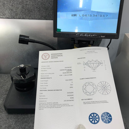 Diamant synthétique de 5,06 carats, certifié G IGI CVD VS2, taille EX EX 