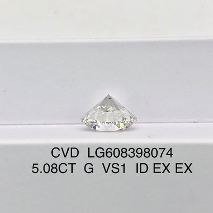 Diamant synthétique de 5,08 carats G EX ID certifié IGI CVD VS1 