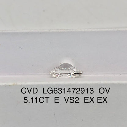 5.11 Carat Lab Grown Diamond Oval Shape 2EX IGI Certified CVD VS2 E