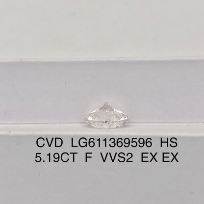 Diamant de laboratoire de 5,19 carats en forme de cœur 2EX certifié IGI CVD VVS2 F 