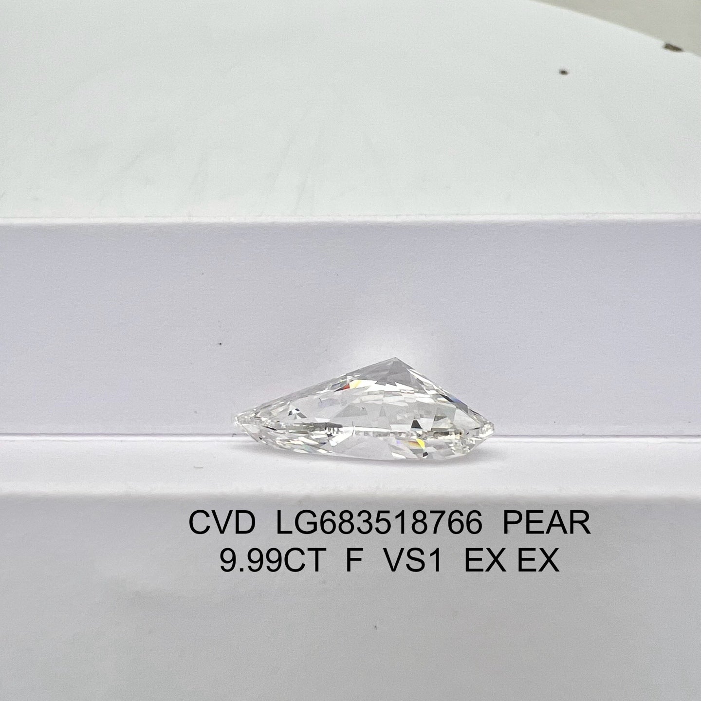 9.99 Carat IGI Certificate Lab Grown Pear Diamond F VS1 2EX CVD