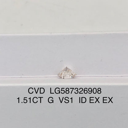 CVD 1.51 Carat IGI Certificate Lab Grown Diamond G VS1 ID 2EX Round