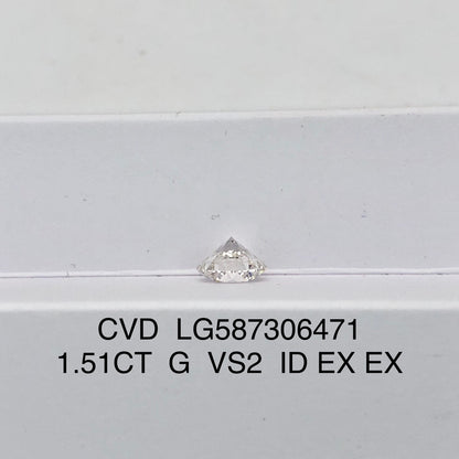 Diamant de laboratoire certifié IGI CVD 1,51 carat G VS2 ID 2EX 