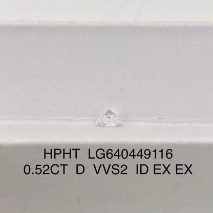 Lab Created Diamond 0.52 Carat IGI Certificate Lab Grown Diamond D VVS2 HPHT