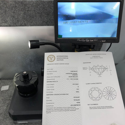 Diamant créé en laboratoire, taille EX, 1,5 carat, certificat IGI, diamant cultivé en laboratoire G VS2 CVD 