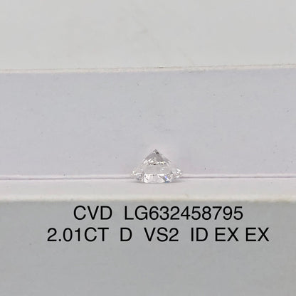 Diamant de laboratoire de 2,01 carats, certifié IGI, diamant créé en laboratoire D VS2 ID 2EX CVD 