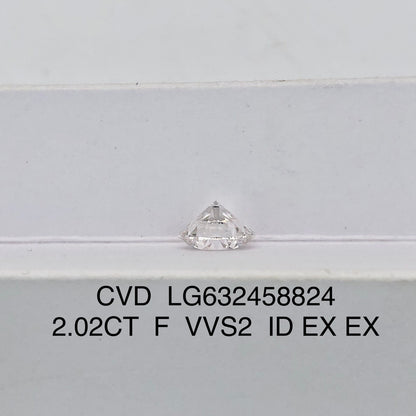 Diamant de laboratoire de 2,02 carats, certifié IGI, diamant créé en laboratoire F VVS2 ID 2EX CVD 