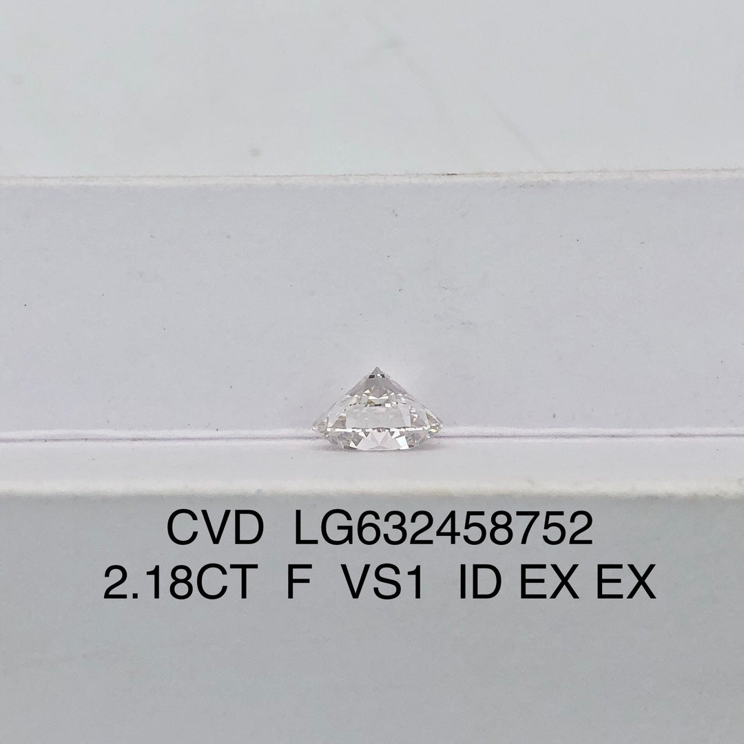 Diamant de laboratoire de 2,18 carats, certifié IGI, créé en laboratoire, F VS1 ID 2EX CVD 