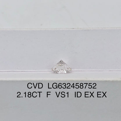 Diamant de laboratoire de 2,18 carats, certifié IGI, créé en laboratoire, F VS1 ID 2EX CVD 