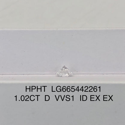 Diamant de laboratoire VVS1 IGI 1,02 carat rond D HPHT AUCUN 3EX 