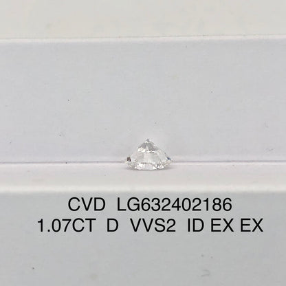 Diamant de laboratoire VVS2 IGI 1,07 carat D CVD AUCUN 3EX 