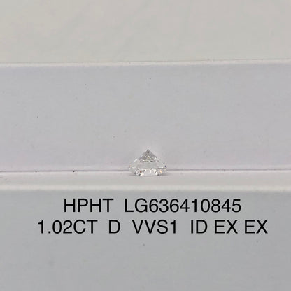 Laboratory Created Diamond VVS1 IGI 1.02 Carat D HPHT NONE 2EX ID