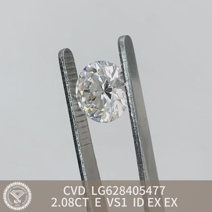 Diamant synthétique CVD de 2,08 carats certifié IGI, créé en laboratoire, E VS1, excellent 