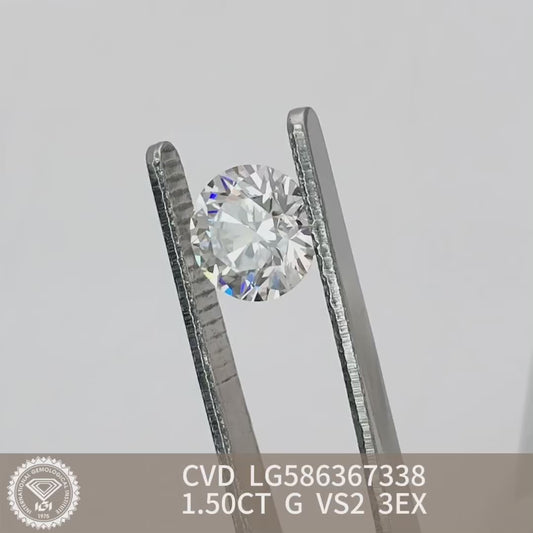 1.5 Carat IGI Certificate Lab Grown Diamond G VS2 CVD Lab Created Diamond 3EX Cut