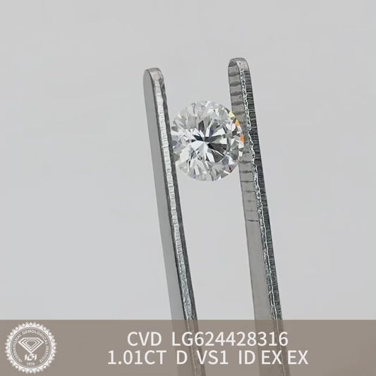 1.01 Carat IGI Certificate Lab Grown Diamond D VS1 CVD Lab Created Round Diamond