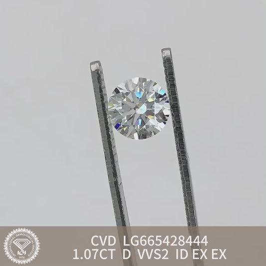 Laboratory Created Diamond VVS2 IGI 1.07 Carat D CVD NONE 3EX