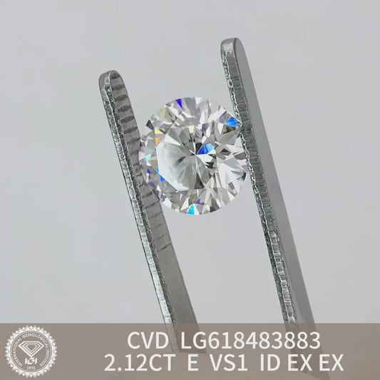 Diamant synthétique CVD certifié IGI de 2,12 carats E VS1 ID 2EX 