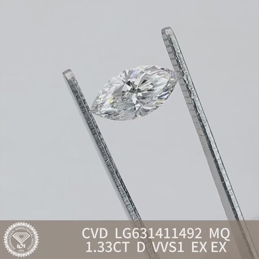 1.33 Carat Lab Grown Marquise Diamond D VVS1 2EX CVD Wholesale Price