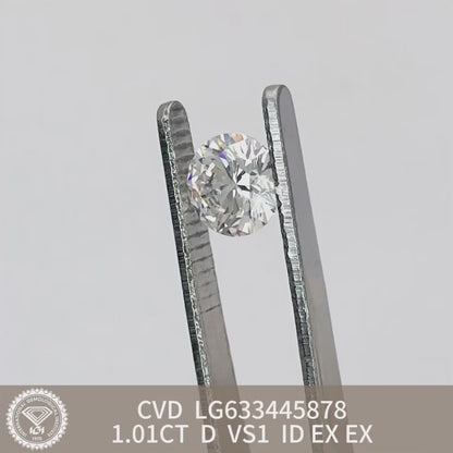 1.01 Carat Lab Grown Diamond VS1 IGI Certificate D CVD Ideal 2EX Cut