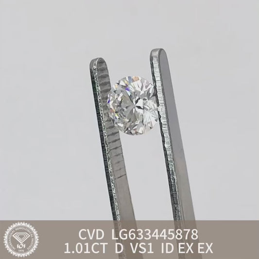 1.01 Carat Lab Grown Diamond VS1 IGI Certificate D CVD Ideal 2EX Cut