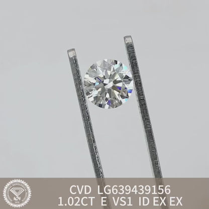 1.02 Carat Lab Grown Diamond E VS1 CVD ID EX EX IGI Certificate