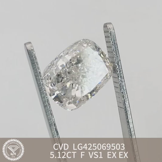Diamant de laboratoire F de 5,12 carats VS1 IGI CVD AUCUN 2EX 