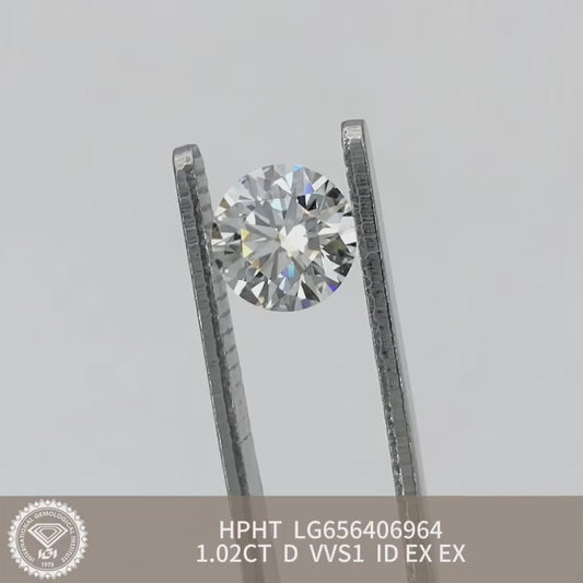 1.02 Carat D Laboratory Created Diamond VVS1 IGI HPHT NONE 3EX