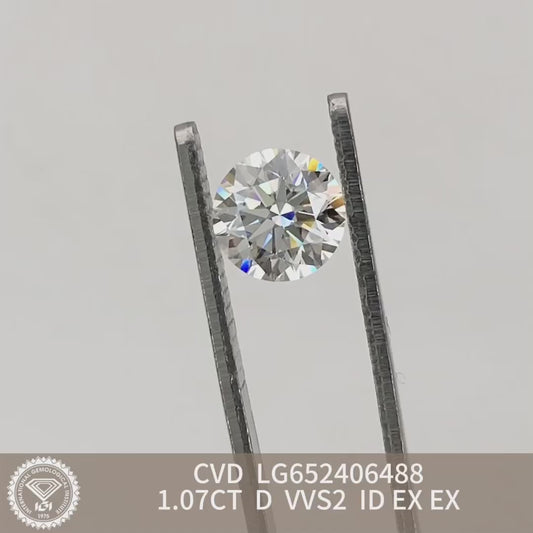 Lab Grown Diamond VVS2 IGI 1.07 Carat D CVD NONE 3EX
