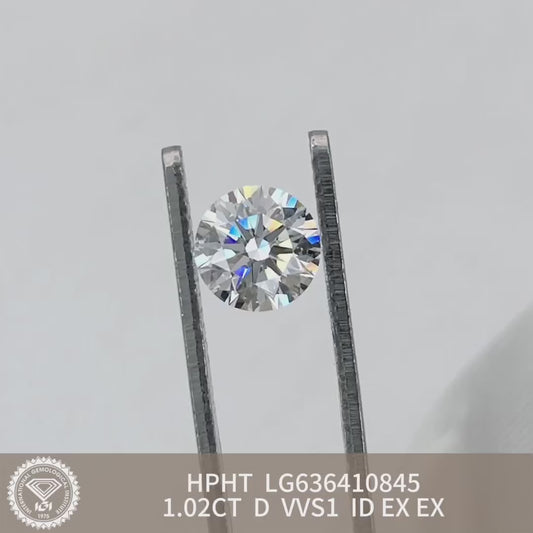 Laboratory Created Diamond VVS1 IGI 1.02 Carat D HPHT NONE 2EX ID