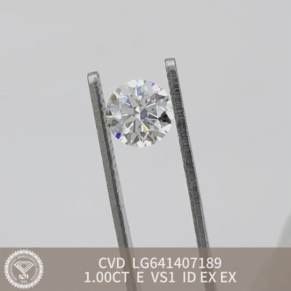 1.00 Carat Lab Grown Diamond IGI Certificate E VS1 CVD Lab Created Round Diamond