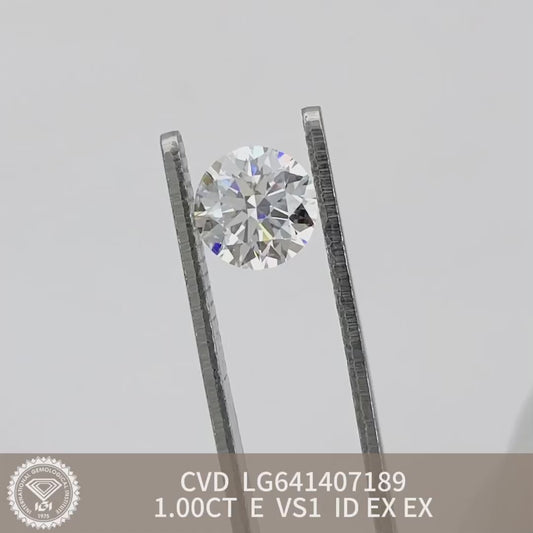 1.00 Carat Lab Grown Diamond IGI Certificate E VS1 CVD Lab Created Round Diamond