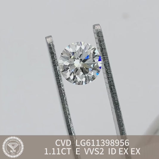 Diamant synthétique de 1,11 carat, certifié E VVS2 CVD, certifié IGI, idéal pour la vente en gros 