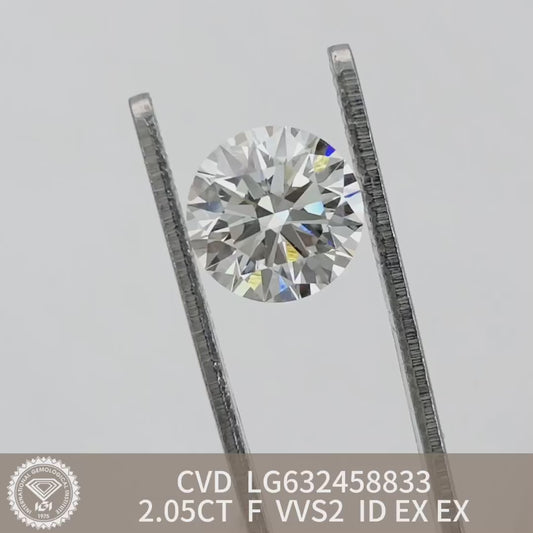 2.05 Carat IGI Certified Lab Created Diamond F VVS2 ID 2EX CVD