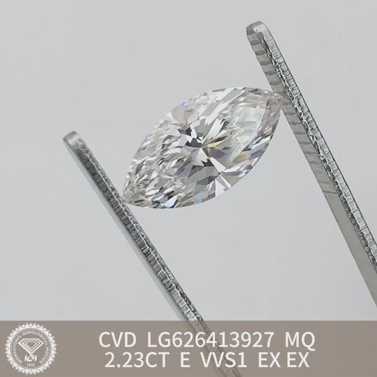 2.23 Carat Lab Grown Marquise Diamond E VVS1 2EX CVD